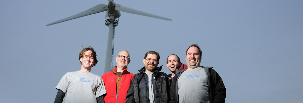Image: Community Power Cornwall Board members at Gorran Turbine event - Nov 2014